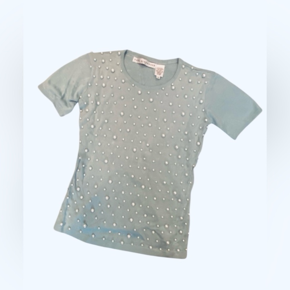 Vintage mint sweater with Pearl Details